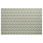 Fleurs roses sur tissu vert - Impression florale (Fat Quarter)