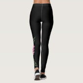Fleurs roses tendance Leggings floraux, Noir (Dos)