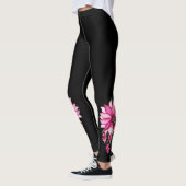 Fleurs roses tendance Leggings floraux, Noir (Gauche)