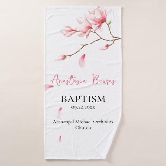 Fleurs Roses Tombant Pétales Orthodoxe Baptême Cad (Serviette de bain)