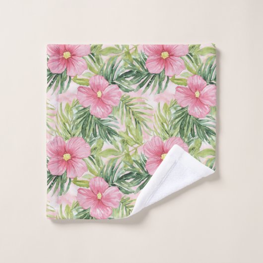 Fleurs roses tropicales (Gant de toilette)