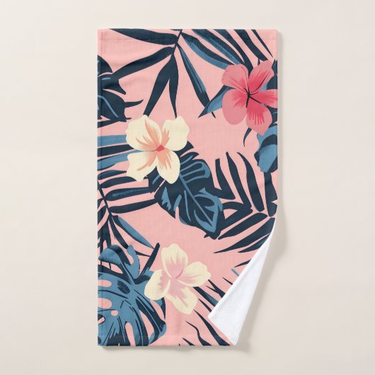 Fleurs roses tropicales (Serviette à main)