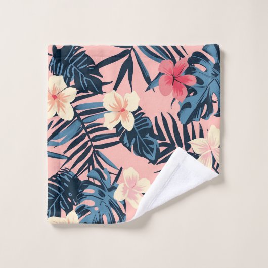 Fleurs roses tropicales (Gant de toilette)