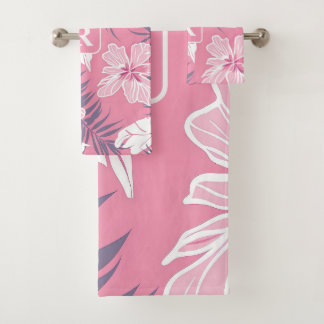 Fleurs roses tropicales Couverture polaire monogra