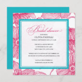 FLEURS ROSES + TURQUOISE| INVITATION FÊTE DE L'MAR (Devant / Derrière)