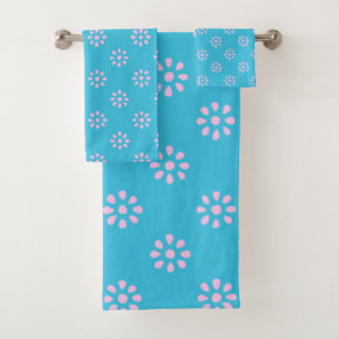 Fleurs roses turquoise Motif esthétique Boho
