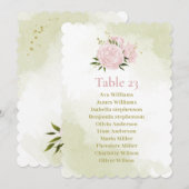 fleurs roses vert feuilles carte de siège (Devant / Derrière)