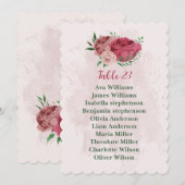 fleurs roses vert feuilles carte de siège (Devant / Derrière)