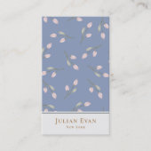 Fleurs roses vintages Carte de visite bleu Dusty (Devant)