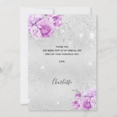 Fleurs roses violet argenté d'anniversaire carte d (Dos)