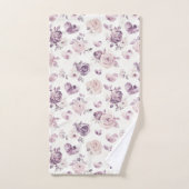 Fleurs roses violettes & Cœurs (Serviette à main)