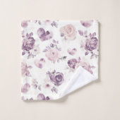 Fleurs roses violettes & Cœurs (Gant de toilette)