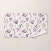 Fleurs roses violettes & Cœurs (Serviette à main)