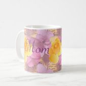 Fleurs roses Yellow Rose Maman Mug (Devant gauche)