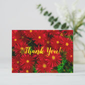 Fleurs rouge vifMerci Carte Plat (Debout devant)
