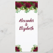 Fleurs rouges - accueil de mariage Menu (Dos)