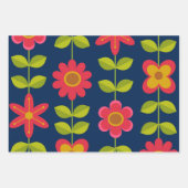 Fleurs rouges avec feuilles de style Mid Century M (Devant 2)