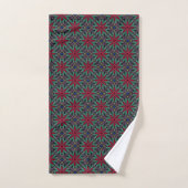 Fleurs rouges avec vert et bleu (Serviette à main)