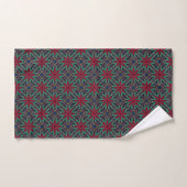 Fleurs rouges avec vert et bleu (Serviette à main)
