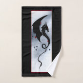 Fleurs rouges bleues Dragon noir (Serviette à main)