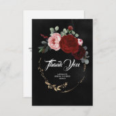 Fleurs rouges bordeaux Merci noir (Devant / Derrière)