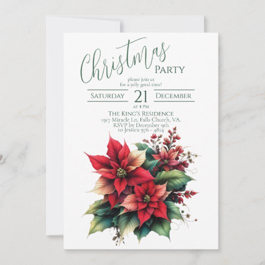 Fleurs rouges classiques Invitation à la fête de N (Devant)