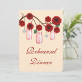 Fleurs Rouges dans des Pots Mason pour Invitation  (Debout devant)
