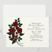 Fleurs rouges Élégantes Invitations de douche nupt (Devant / Derrière)