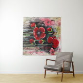 Fleurs Rouges En Aquarelle Tapisserie (En situation (horizontale))