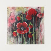 Fleurs Rouges En Aquarelle Tapisserie (Devant)