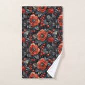 Fleurs rouges en noir (Serviette à main)