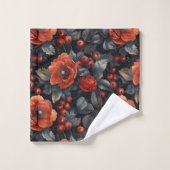 Fleurs rouges en noir (Gant de toilette)