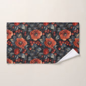Fleurs rouges en noir (Serviette à main)