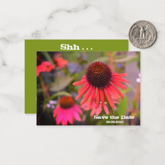 Fleurs rouges Enregistrer la date Invitation d'ann (Devant/Arrière en situation)