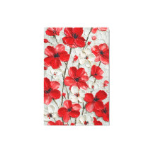Fleurs rouges et blanches, art mural en impasto