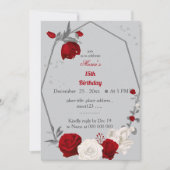 fleurs rouges et blanches couronne invitation d'an (Devant)