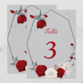 fleurs rouges et blanches numéro de table (Devant / Derrière)