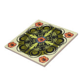 Fleurs rouges et carreaux noirs rétro (Côté)