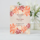 Fleurs rouges et crème orange Mariage rétro RSVP (Debout devant)