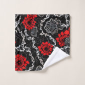 Fleurs rouges et dentelle noire Motif sans couture (Gant de toilette)
