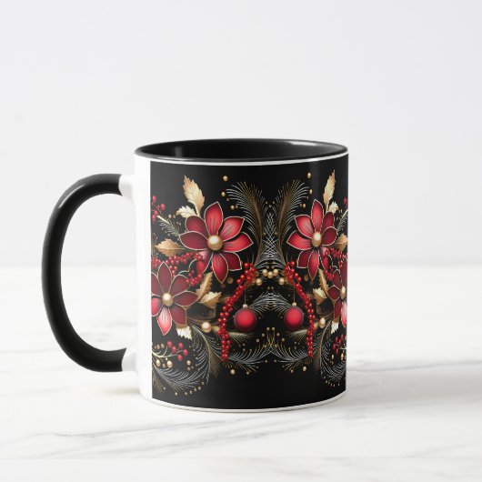 Fleurs rouges Fleurs de Fête Mug (Gauche)
