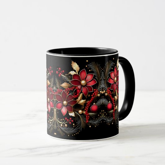 Fleurs rouges Fleurs de Fête Mug (Devant droit)