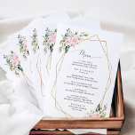 Fleurs Rouges, Fleurs Roses, Boho, Menu Mariage<br><div class="desc">Ajoutez une touche personnelle à votre fête mariage avec ces objets de fête élégants et mémorables ! Le design présente des fleurs d'aquarelle rose vif,  de la verdure et un cadre doré sur un arrière - plan blanc.</div>