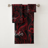 Fleurs rouges gothiques sur noir (En situation)