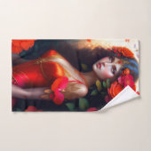 Fleurs rouges Imaginaires (Serviette à main)