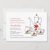 Fleurs rouges, invitation de Tea Party 5x7 (Devant)
