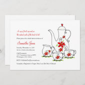 Fleurs rouges, invitation de Tea Party 5x7 (Devant / Derrière)