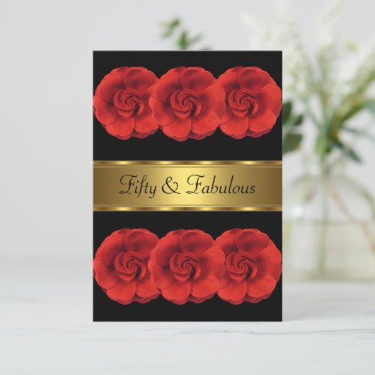 Fleurs rouges Invitations Black Gold Fabuleux 50e (Debout devant)