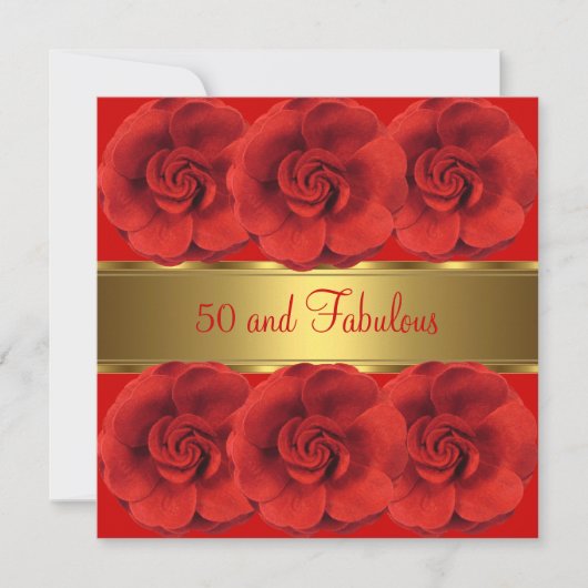 Fleurs rouges Invitations Gold 50 et Fabulous (Devant)