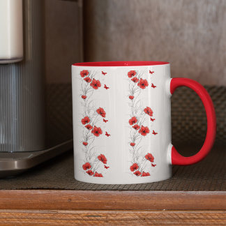 Fleurs rouges motif floral tasse à café